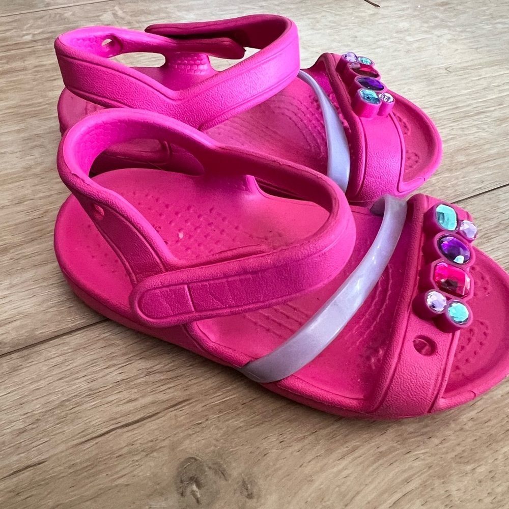 Hot Pink jewel croc sandals - 5